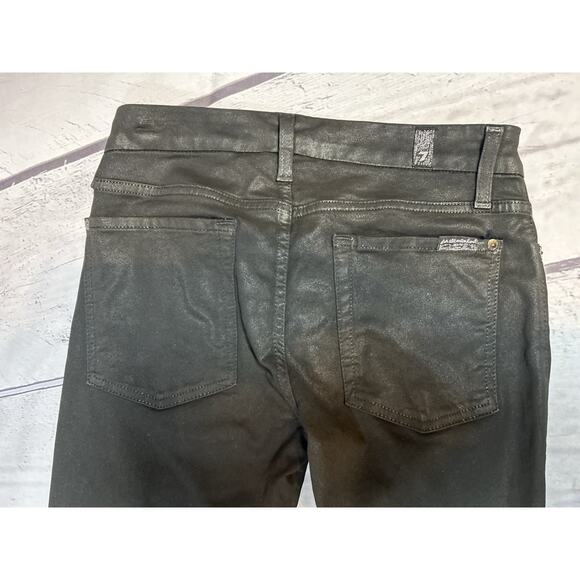 7 For All Mankind Wax Coated Skinny Jeans Size 27 Black - Picture 4 of 9